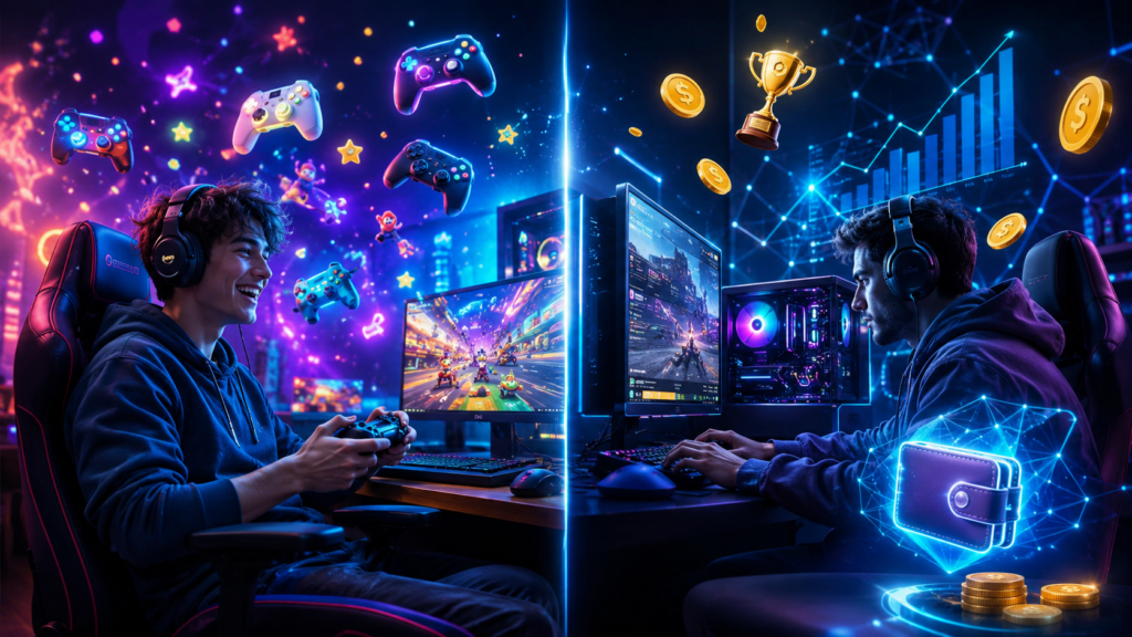 Image of earn to play and fun to play